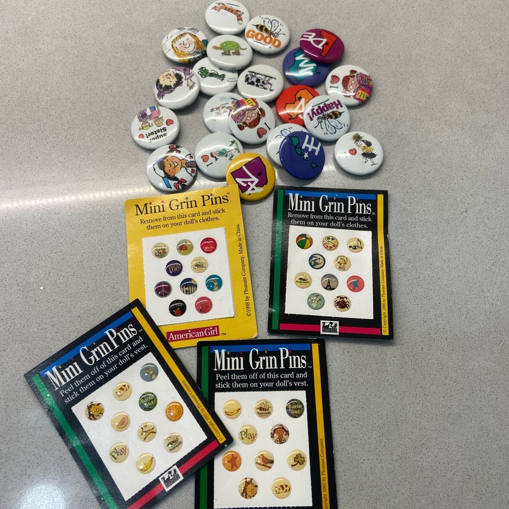 American girl mini pins and large pins